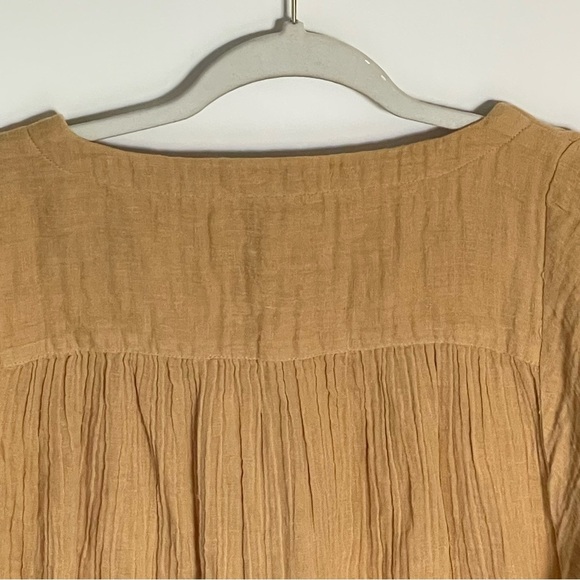 ABLE Tan Cotton Gauze V-Neck Button Down Blouse Top - 35960 - Picture 6 of 13